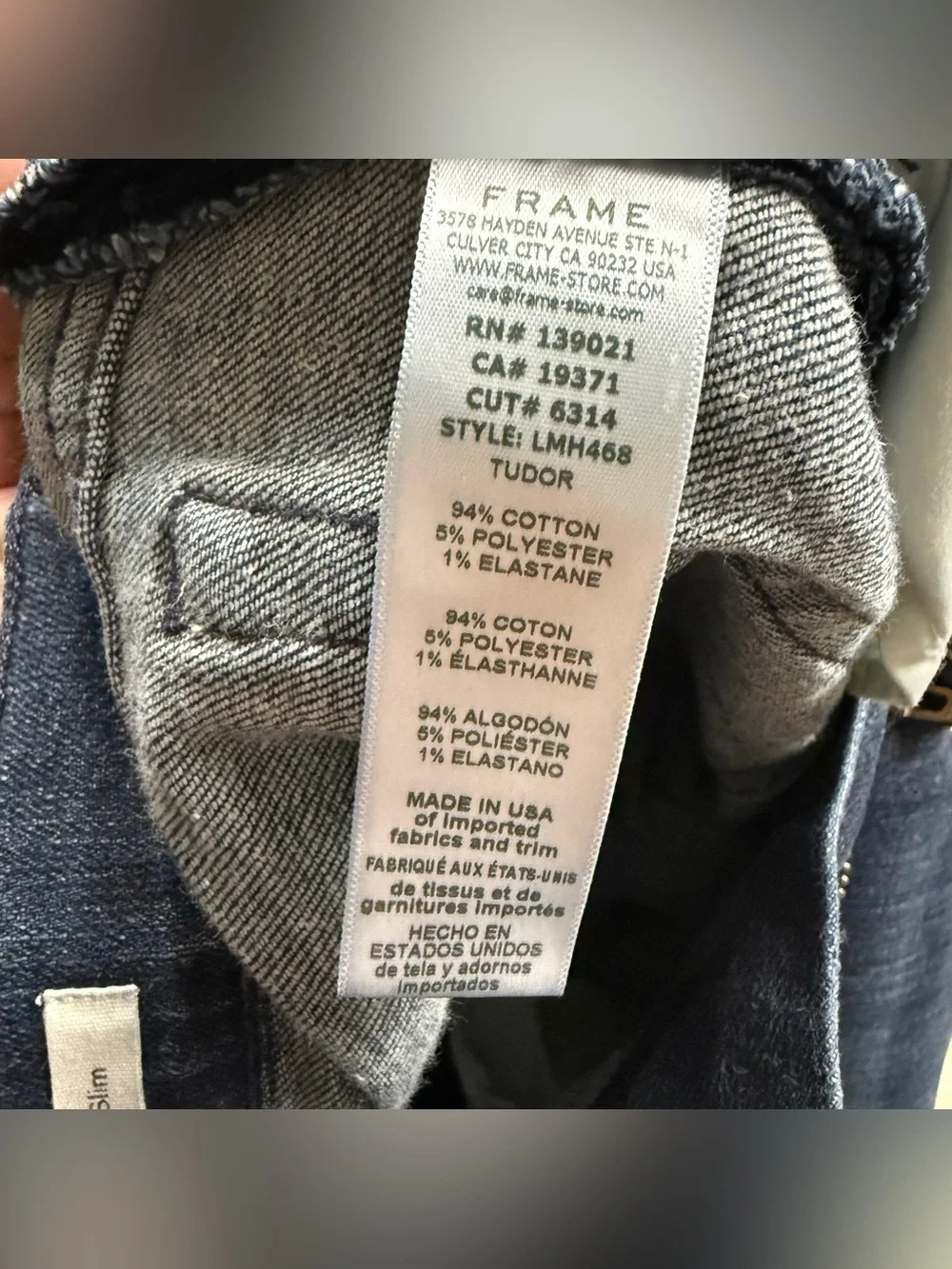 FRAME Denim L'Homme Slim Straight Blue Jeans Stretch Mens Size 32 X 30 LMH468